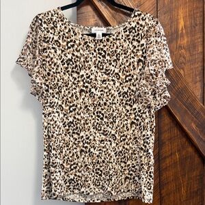 Calvin Klein Brown Leopard Print Short Sleeve Top